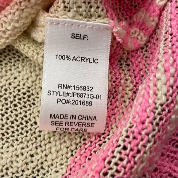 Bibi Rhyme Or Reason Lightweight Striped Hoodie Sweater Green Pink Size Medium - Picture 9 of 12